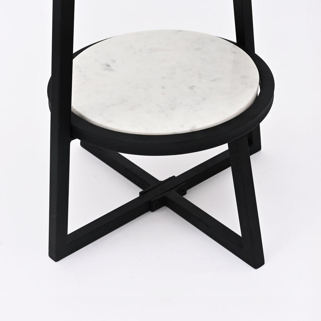 2 Tier Round Marble Table With Iron Base