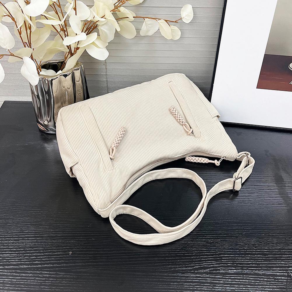 Women Corduroy Large Capacity Stylish Crossbody Bag Adjustable Strap Tote Handbag Trendy Satchel Bag Outdoor Travel Bag
