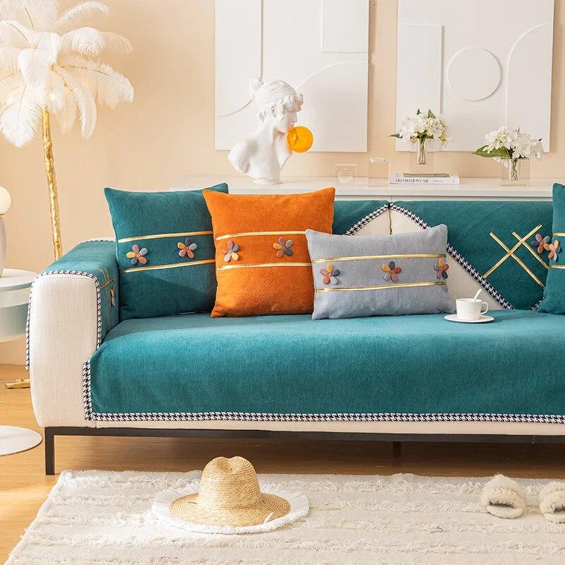 Chenille New Sofa Cushion Thickened Jacquard Non-slip Cushion General Living Room High Gram Sofa Cover Backrest Towel Furniture