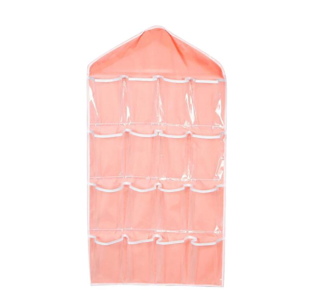 Clear Hanging Organizers Plastic Accessory Organizers Baby Shoes Organizers 16 Pockets Underwear Organizers