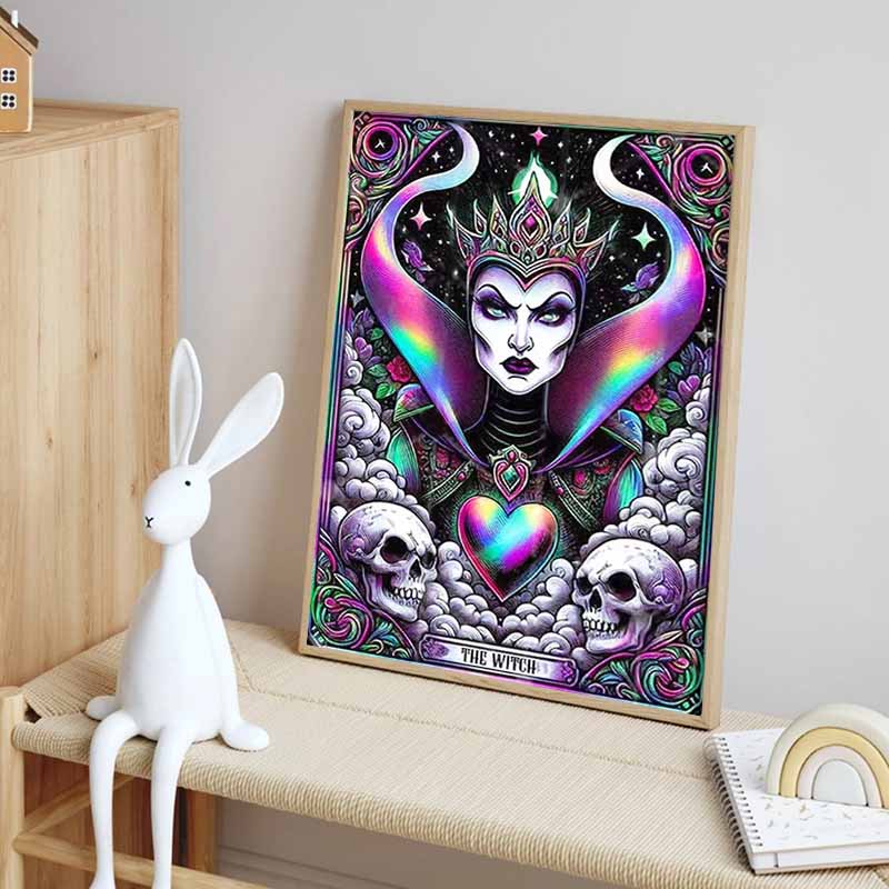 Disney 5D DIY Diamond Painting Evil Queen Illustration Full Round Diamond Mosaic Cartoon Cross Embroidery Art Painting Home Decor