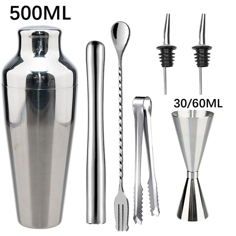 500Ml New Cocktail Shaker Set Stainless Steel Bartender Kit Professional Cocktail Mixer Wine Martini Shaker Party Bar Tools
