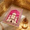 VIKAMA Pink Geometric Mosque Moon Islamic Prayer Rug Polyester Portable Muslim Salah Mat Ramadan Kids Home Decor Prayer Carpet