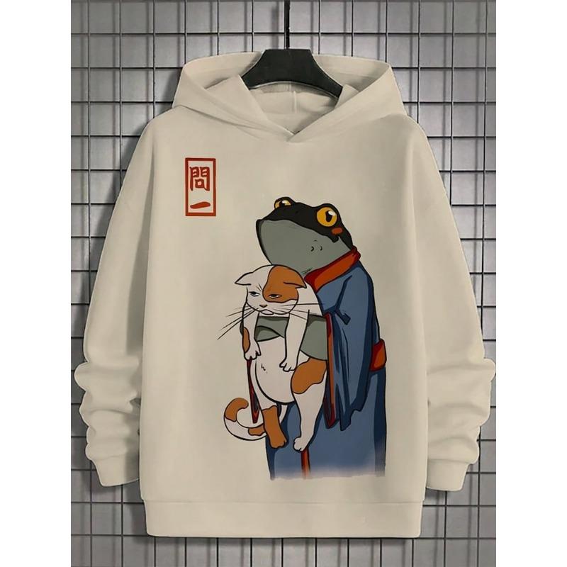Autumn And Winter Animal Men's Hoodie Japanese Style Harajuku Art Casual Sports Hoodie Pattern Autumn And Winter