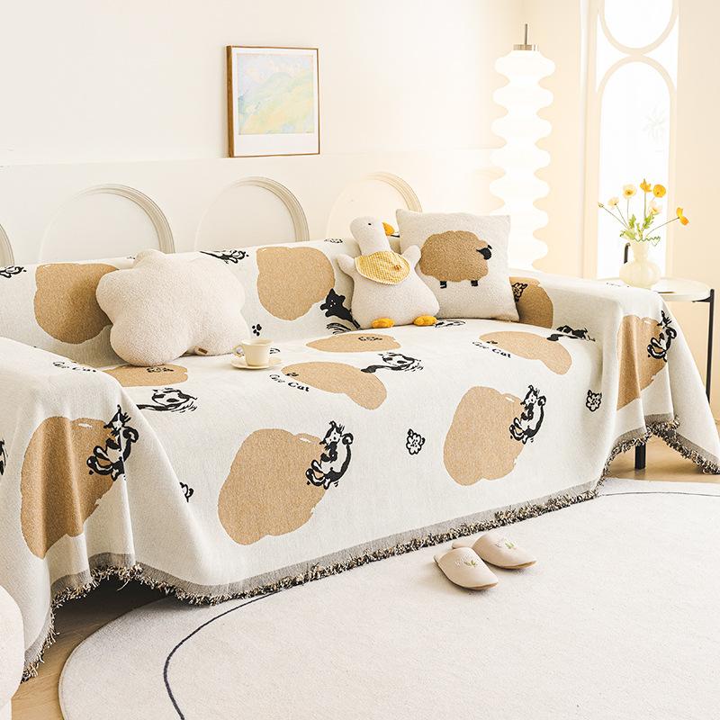 Cartoon Ins Style Sofa Handtuchbezug Stoff Chenille Kratzfest Sofabezug Universalbezug Vier Jahreszeiten Universal Rutschfest Bezug Handtuch