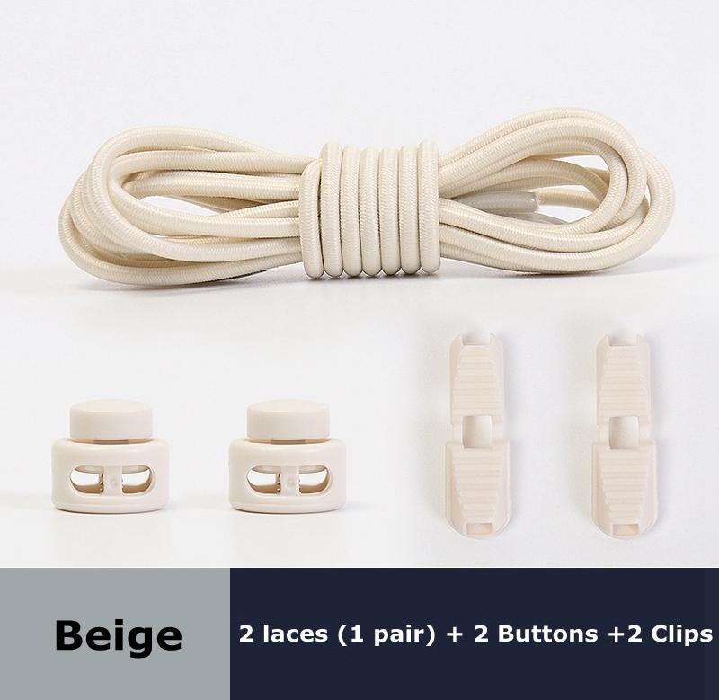 1pair Elastic Shoelaces Round Spring Plastic Lock Quick Wear In 1 Second No Tie Shoelaces Suitable for All Shoelaces Lazy Laces