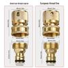American Brass 3/4" Garden Hose Quick Connectors, Male & Female, 6-Point Adapter.