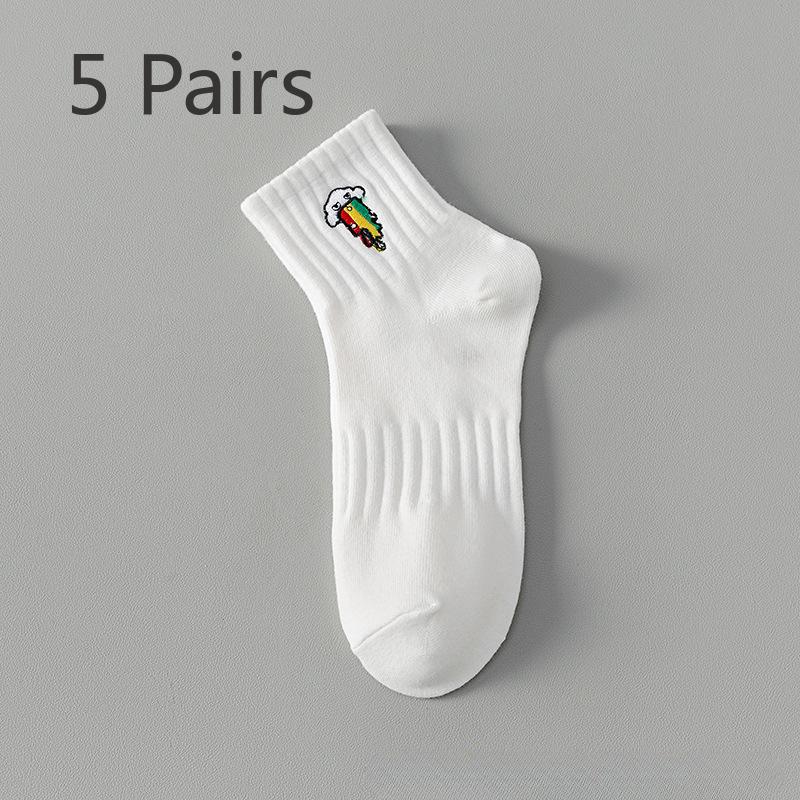 

5 пар белых носков мужские до середины икры прочные с защитой от запаха летняя тонкая секция для подростков спортивные носки для мужчин 5 pairs
