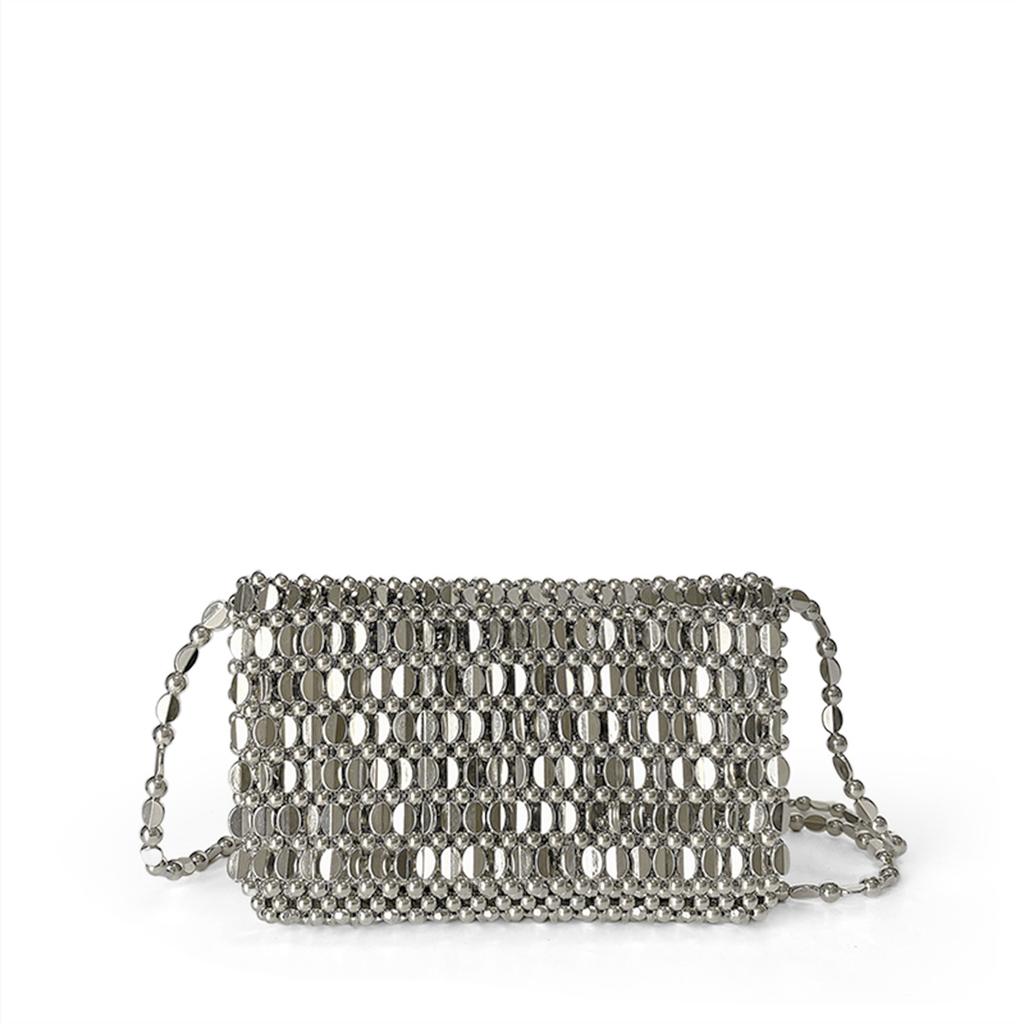 Summer Blingbling Retro Silver Hollow Design Handmade Beaded Flip Phone Bag Luxury Women Shoudler Bag Lady Crossbody Bags