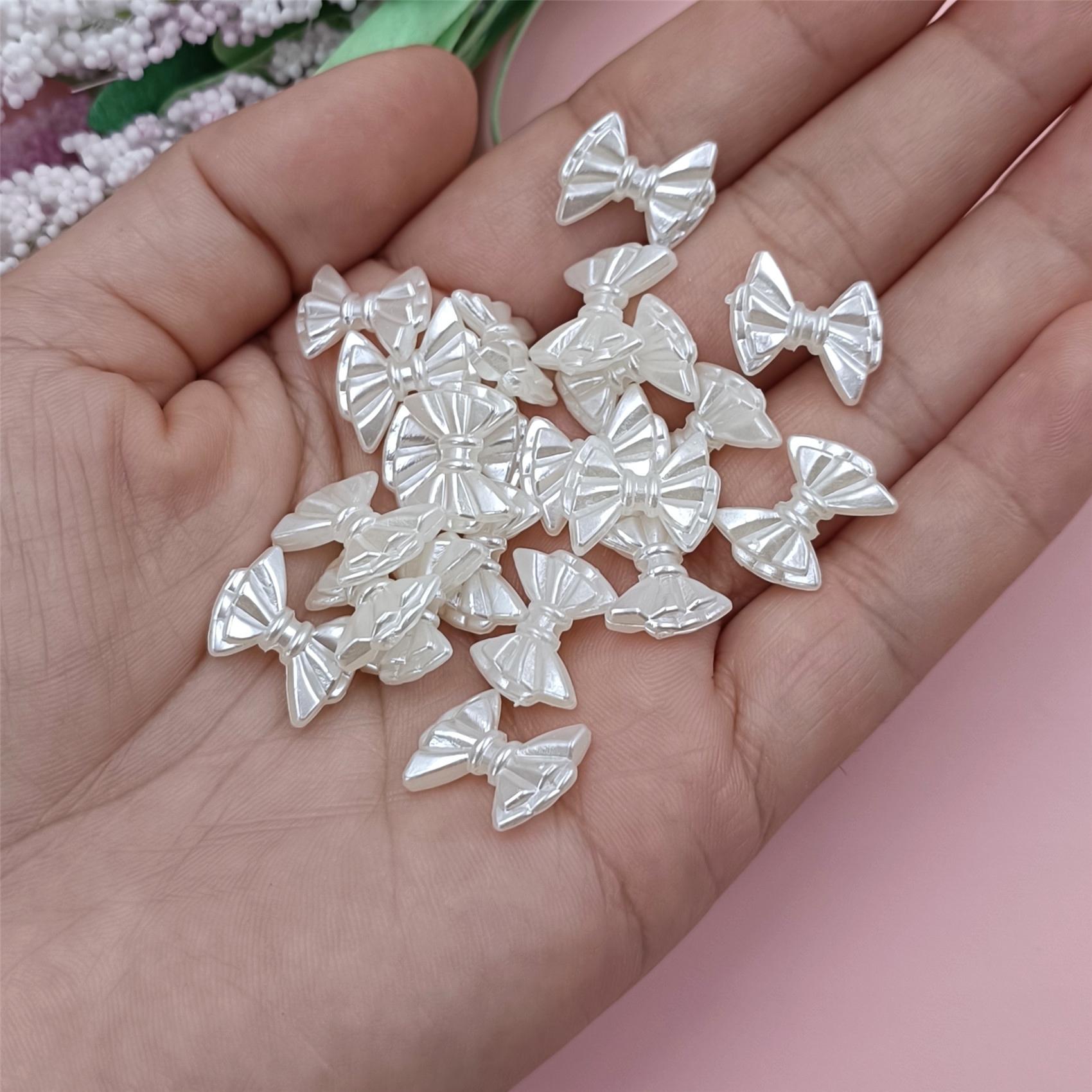 

100 шт. искусственный жемчуг, акриловые бусины с отверстием, АБС-пластик, серьги, аксессуары, сделай сам, лента ручной работы, ожерелье с бантом, изготовление ювелирных изделий, форма детского банта Style 1