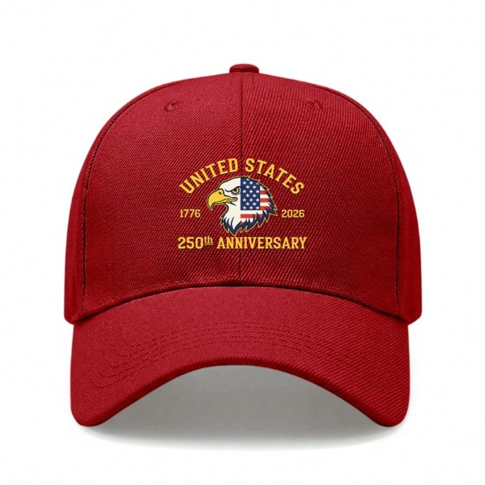 [Patriotic Baseball Cap] 2026 USA 250Th Anniversary Eagle Print Black Polyester Adjustable Hat Casual Outdoor Sports Patriotic Holiday Gift For