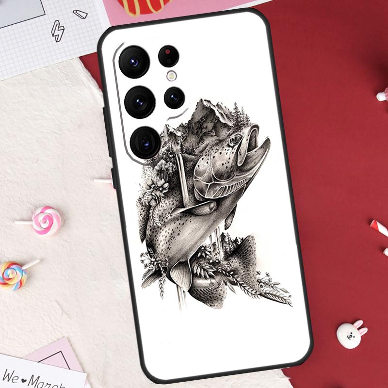 Vintage Trout Fishing Case For Samsung Galaxy S26 Ultra S23 S22 S21 S20 S24 S25 Ultra S10 Plus S25 FE Cover Shell