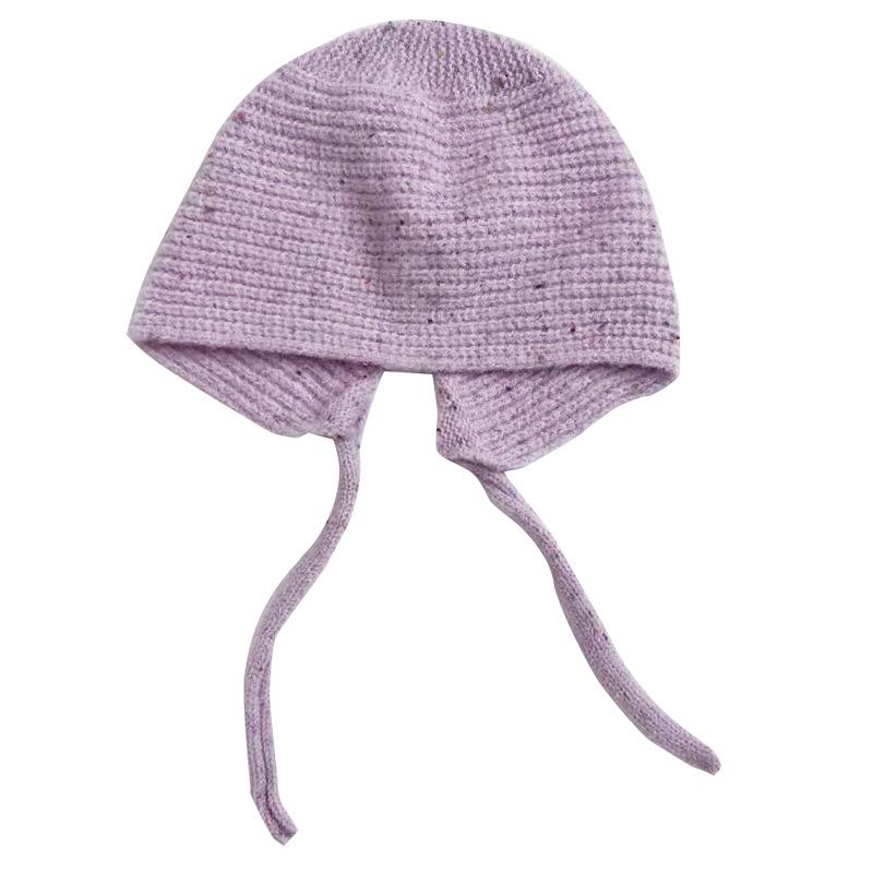 Cat Brother Kids' Polka Dot Lace-up Knit Hat with Ear Protection - Autumn/Winter Fashion for Boys and Girls