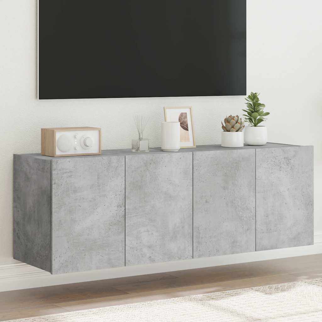 Vidaxl Ścienne Szafki Tv Z Led, 2 Szt., Szarość Betonu, 60X35X41 Cm