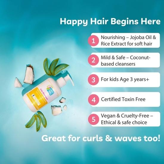 Earthbaby Kids Shampoo For Kids 3 years and Above Travel Pack, Allergen-Free, 100% Vegan, No Sulphates, Parabens, Great for All Hair Types 30ml