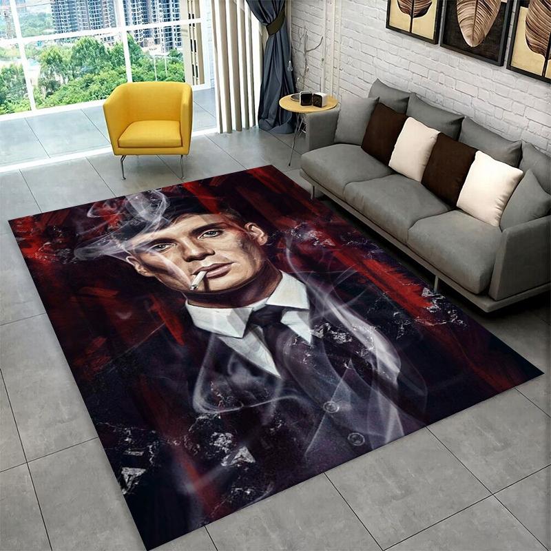 Classic P-Peaky Blinders Tommy Shelby Non-Slip Area Rug for Living Room,Bedroom,Playroom,Soft Carpet Floor Mat Home Decor Rug