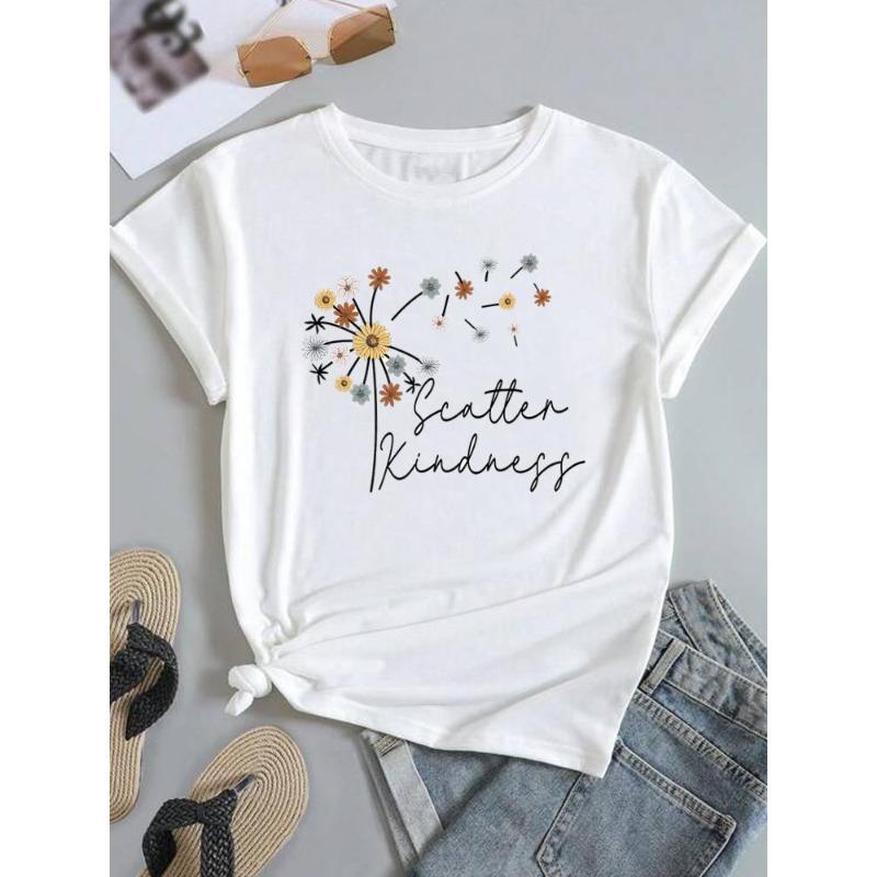 (European Size) Sweet Love Women Trend Cute Short Sleeve Fashion Tee Top Clothing Print Lady Casual T-shirt Female Graphic T-shirts