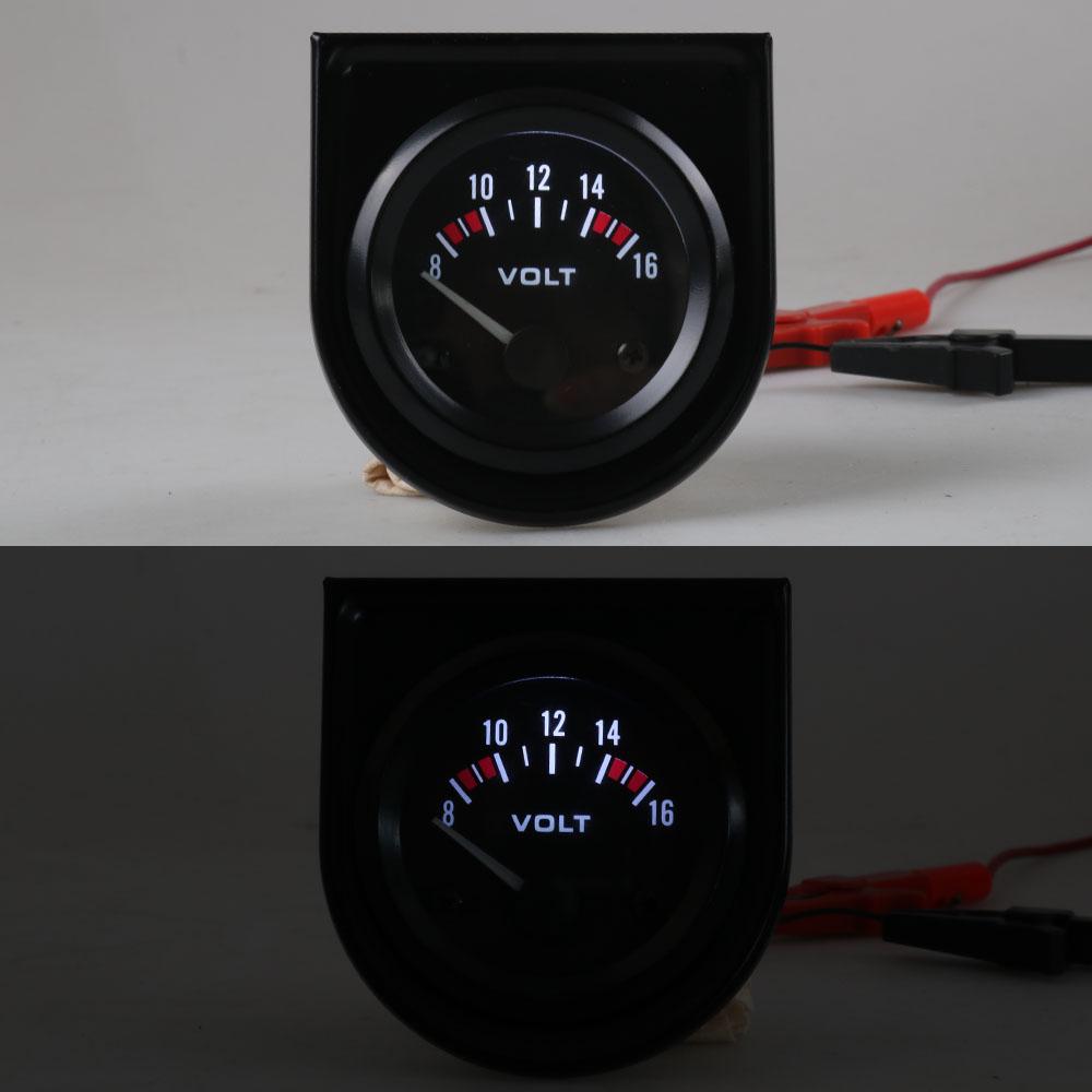 Car 2"52mm Universal Voltmeter 8~16V Volts Gauge White Light Voltage Gauge Car Meter Racing Meter TT101264