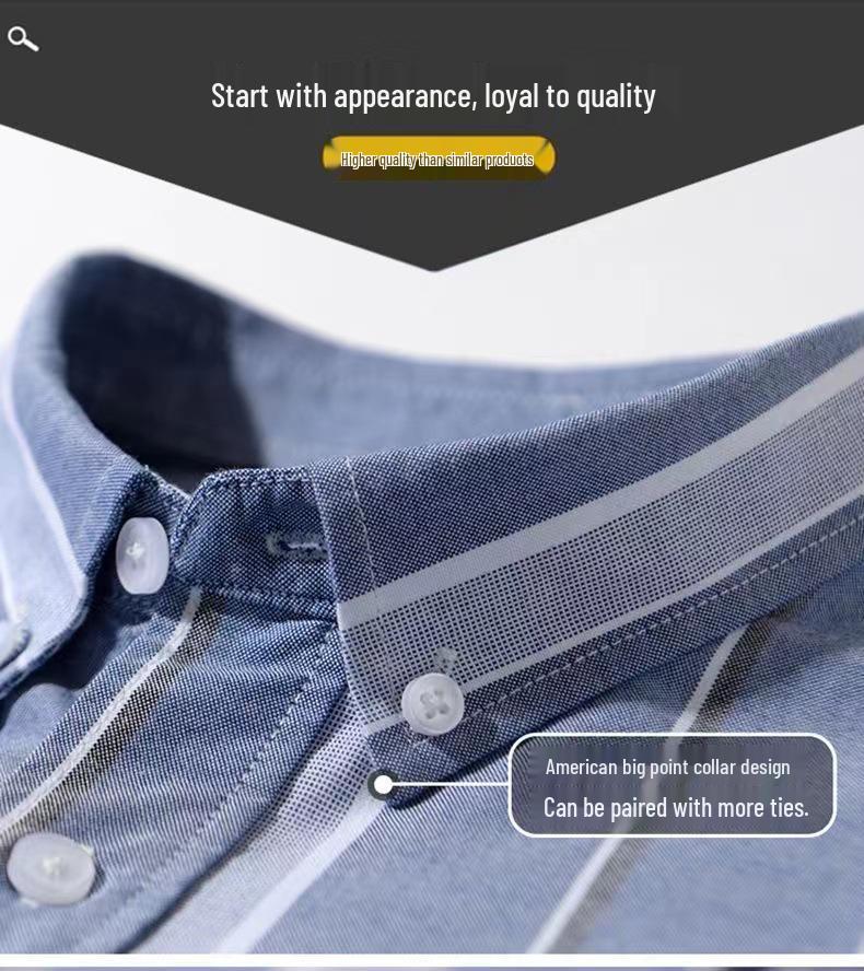 Męska koszula bawełniana w paski z długim rękawem - Casualowa moda tkanina Oxford