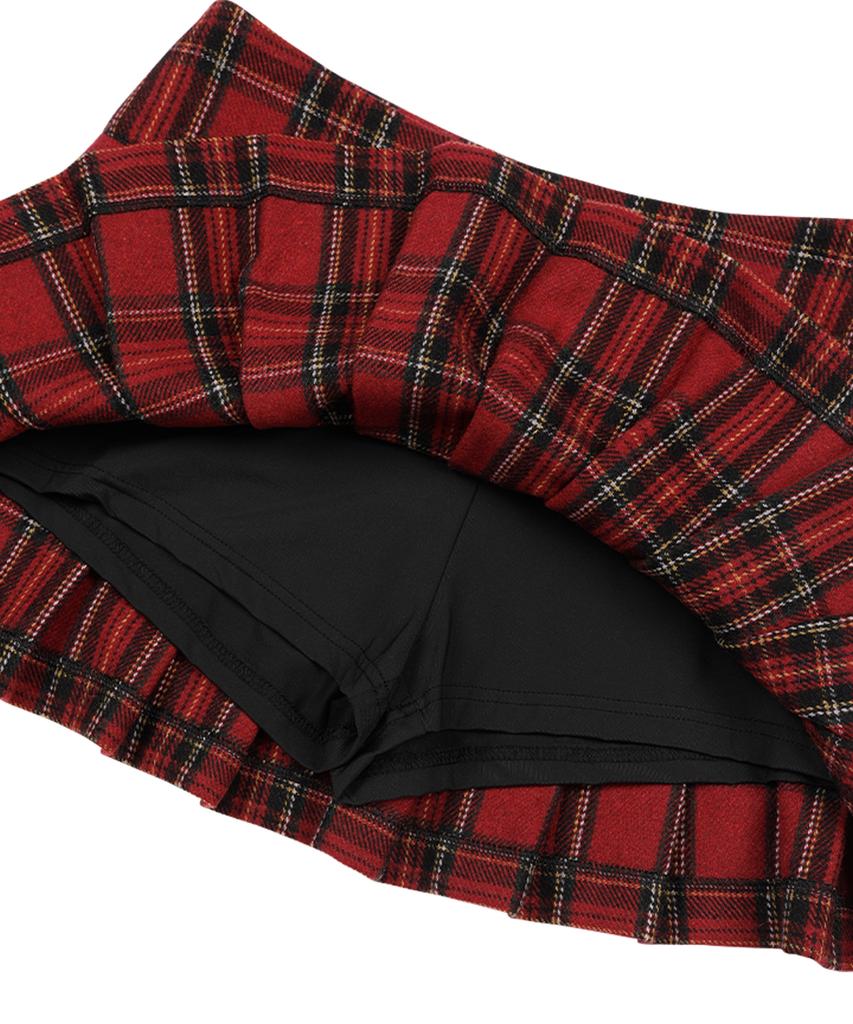 Sunday Fruits Market Sun Pleats Skirt Red Check