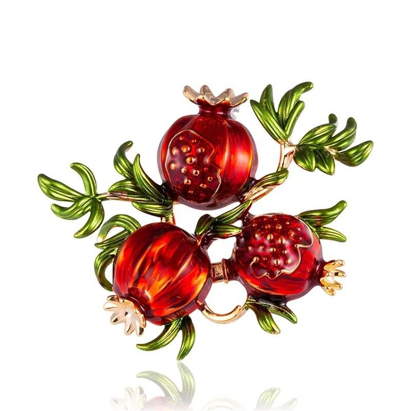 SKEDS New Fashion Rhinestone Pomegranate Brooch Women's Elegant Temperament Fruit Corsage Designed Pin Clothing Suit Accessory