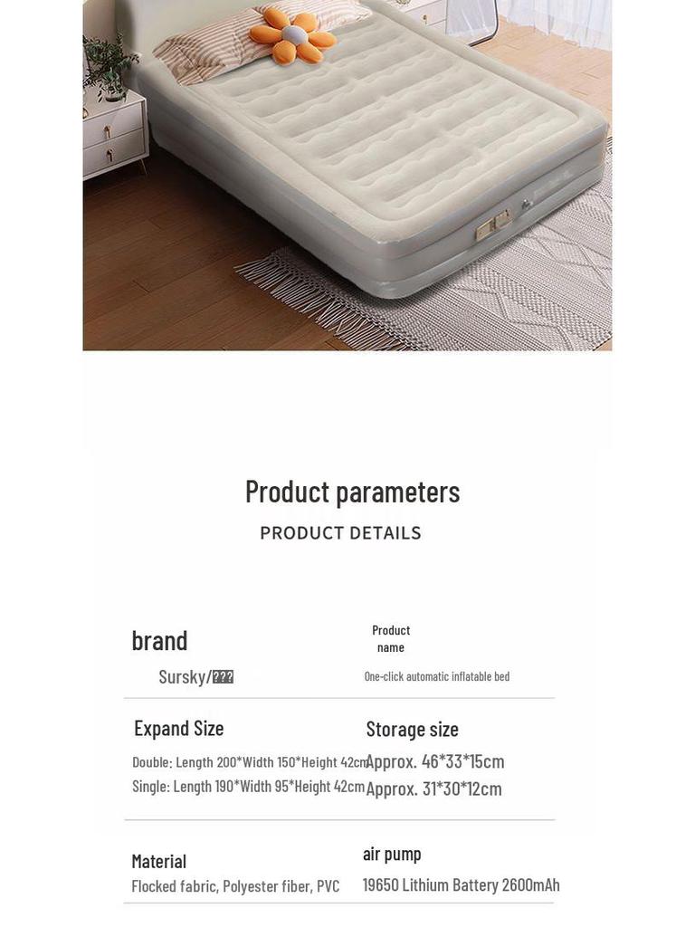Self-Inflating Portable Double Air Cushion Bed for Home & Outdoor Use