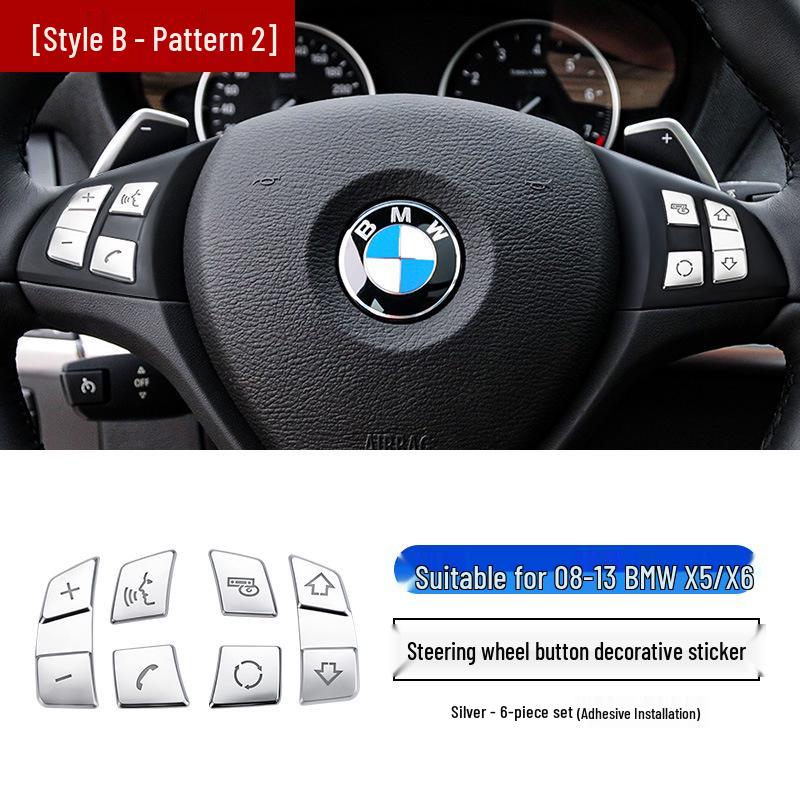 08-13 BMW X5 X6 E70 E71 Interior Steering Wheel Button Decoration Stickers