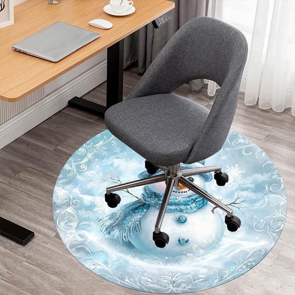 1PC snowman winter Office Round Area Rug, Under Office Chairs Bedroom Living Room Home Decor,Carpet for Office, -1110223