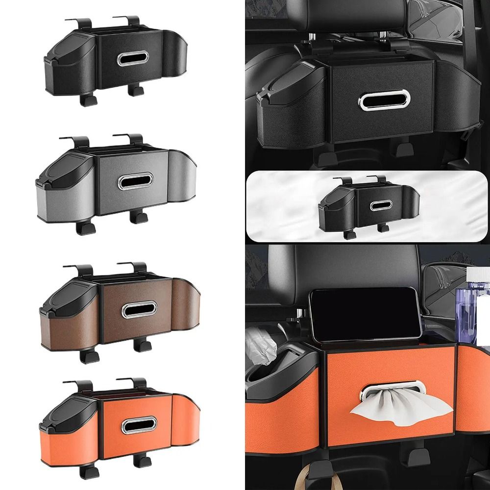 With Hook Auto Backseat Storage Box 7 In 1 Tissue Box Durable Trash Can  Auto Interior