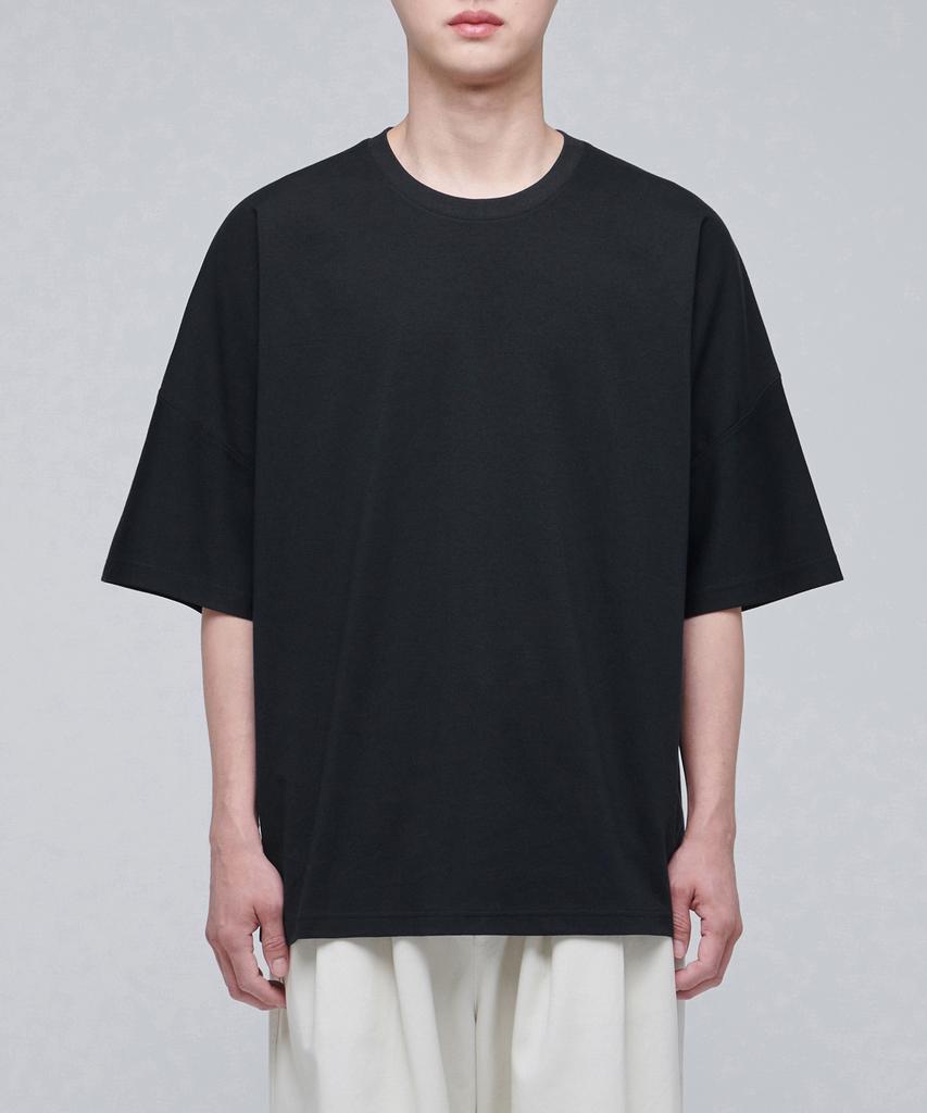 MUSINSA STANDARD Ponte Dolman Sleeve Oversized T-Shirt [Black]
