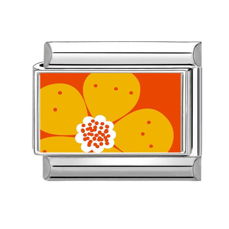 Colorful Art Printing Daisy Sunflower Tulip Rose Flowers Italian Charm Links Fit 9MM Stainless Steel Bracelet DIY Making Gifts