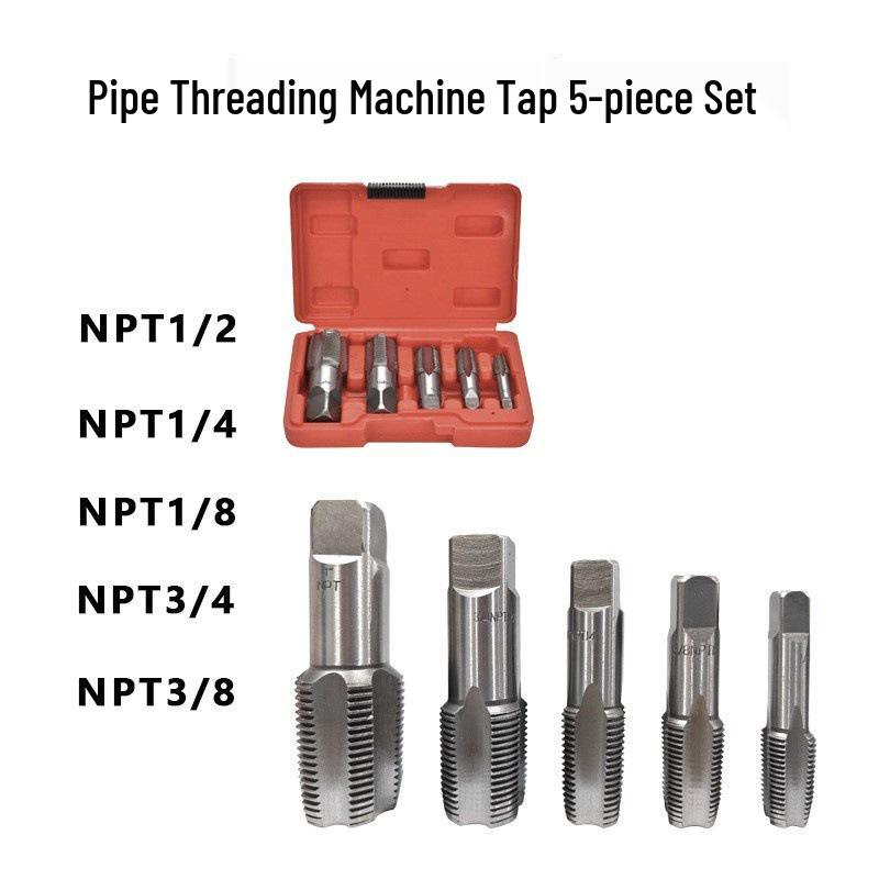 Thread Repair Tool NPT Taper Tap Set, 5-Piece and 6-Piece Bearing Steel Pipe Thread Tap