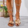 Women Sandals 2026 New Fashion Butterfly Pattern Multi-Strap Sandals Casual Lace Up Beach Vacation Flat Shoes Zapatos De Mujer