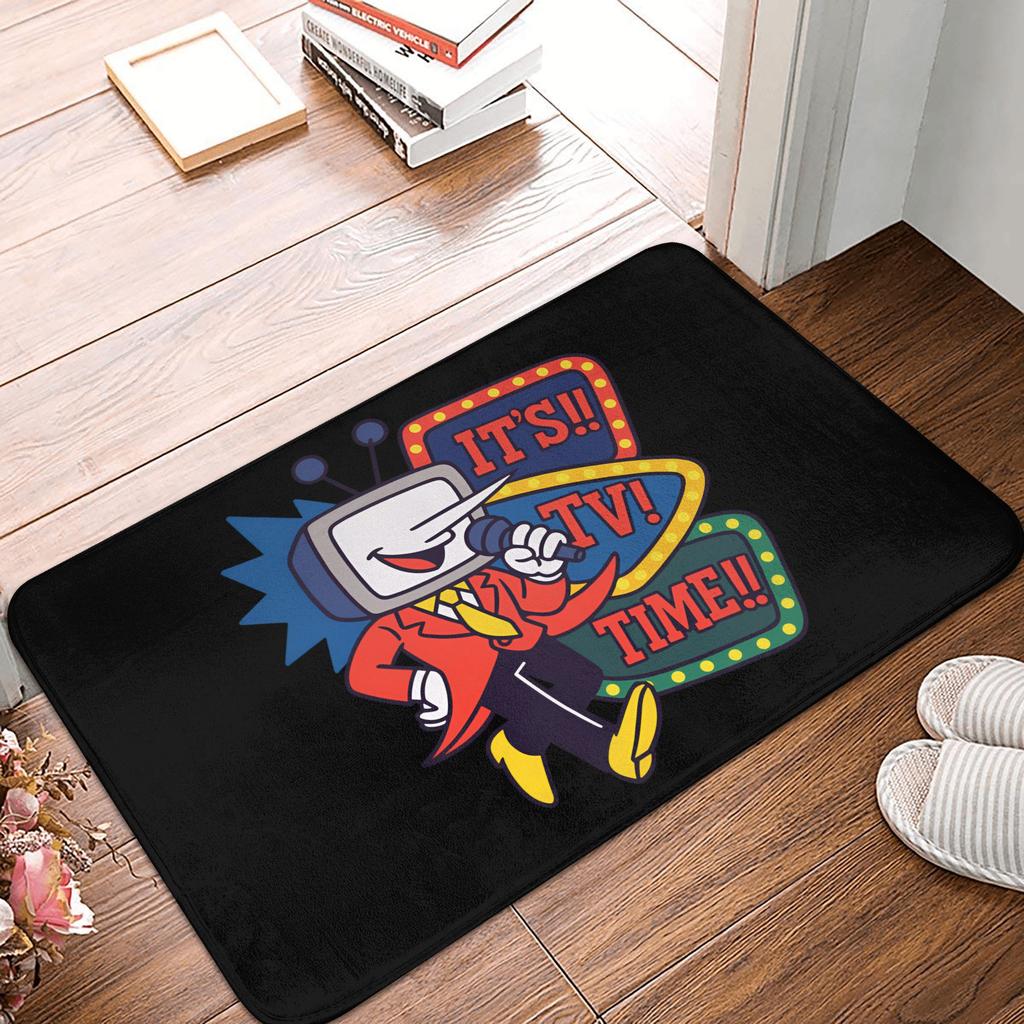 Tenna Deltarune Game Door Floor Bathroom Mats Anti-Slip Outdoor It's TV Time Meme Doormat Bedroom Balcony Entrance Carpet Rug