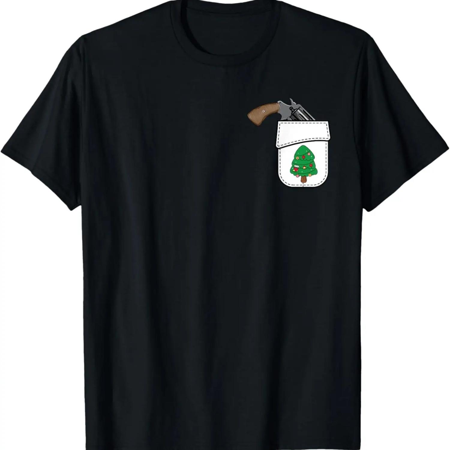 

Gun Pocket Christmas Pajama Cool X-Mas Tree Gunner T-Shirt S чёрный
