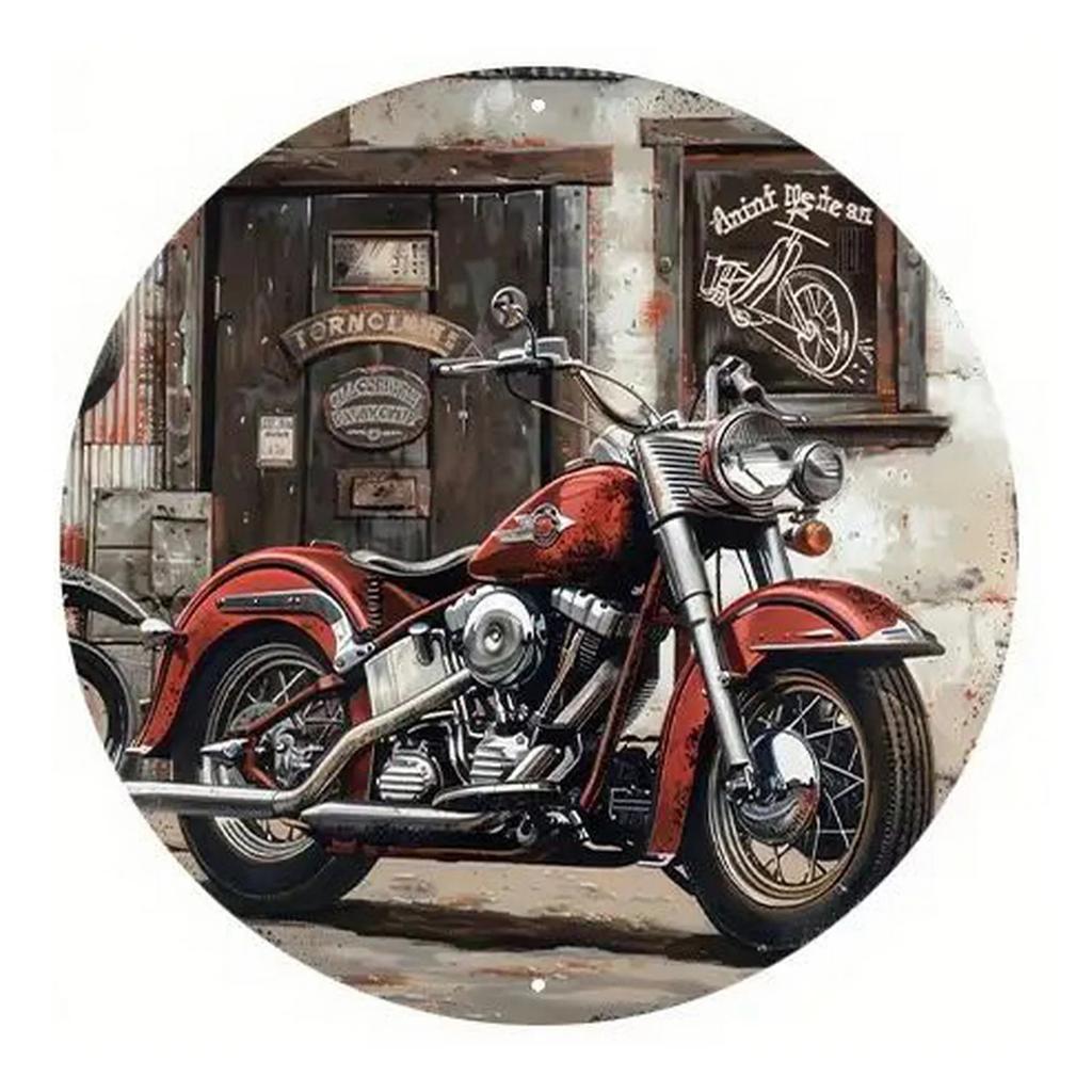 Vintage D Tłoczony Okrągły Metalowy Znak Motocyklowy Zestaw Retro Biker Chopper Dekoracja Ścienna do Garażu Jaskini Mężczyzny Baru Pubu Entuzjasta Motocykli