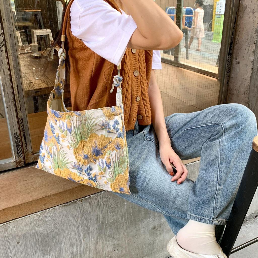 Dámská retro brokátová žakárová taška do podpaží Dámská saténová taška přes rameno