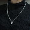 SUMENG 2024 New Fashion Silver Color PadLock Pendant Necklaces Link Chain Lock  Femme Collar For Women Men Gifts
