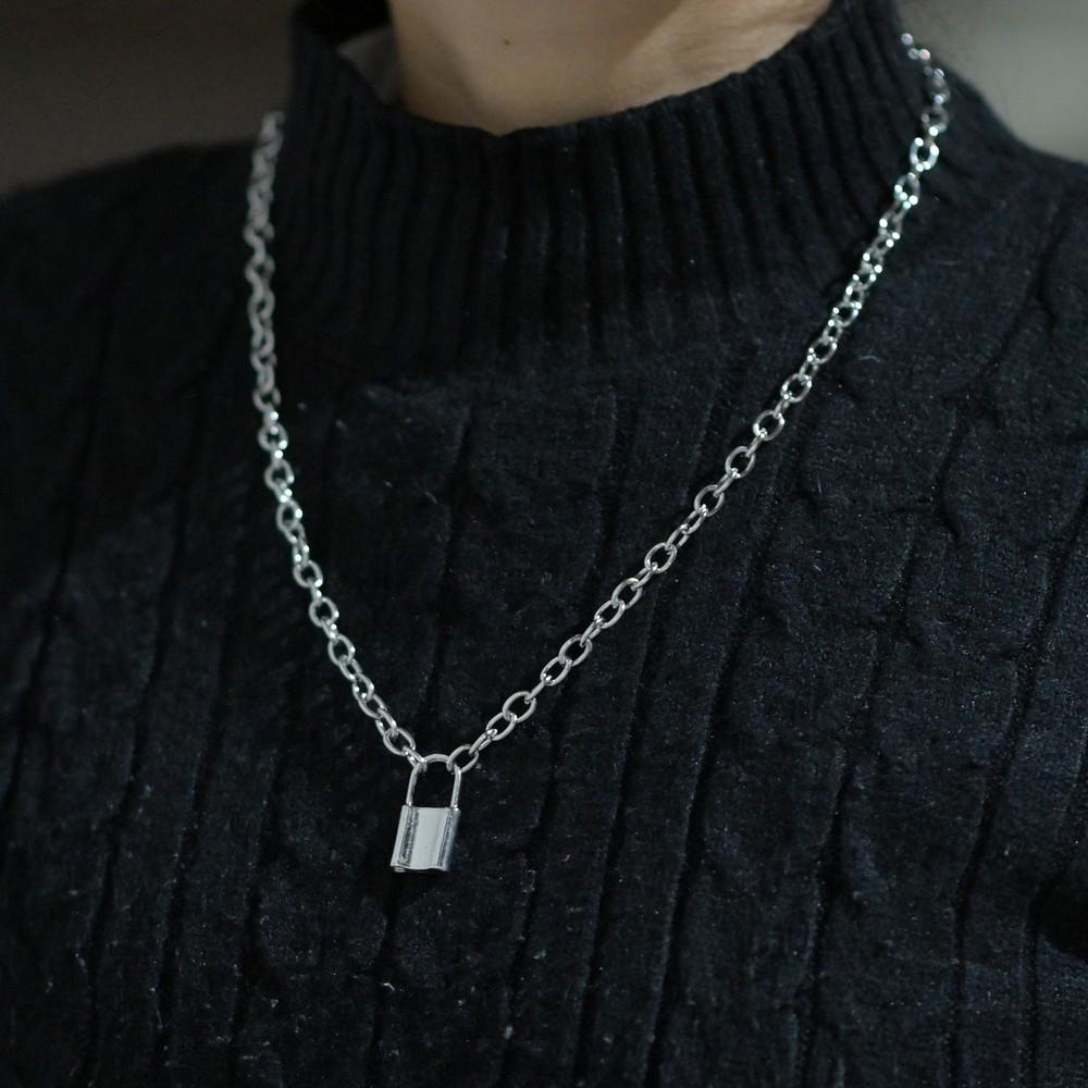 SUMENG 2024 New Fashion Silver Color PadLock Pendant Necklaces Link Chain Lock Femme Collar For Women Men Gifts