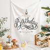 Minimalist Black White Happy Birthday Tapestry Party Backdrop for Kids Adults Birthday Decor Bedroom Photo Background
