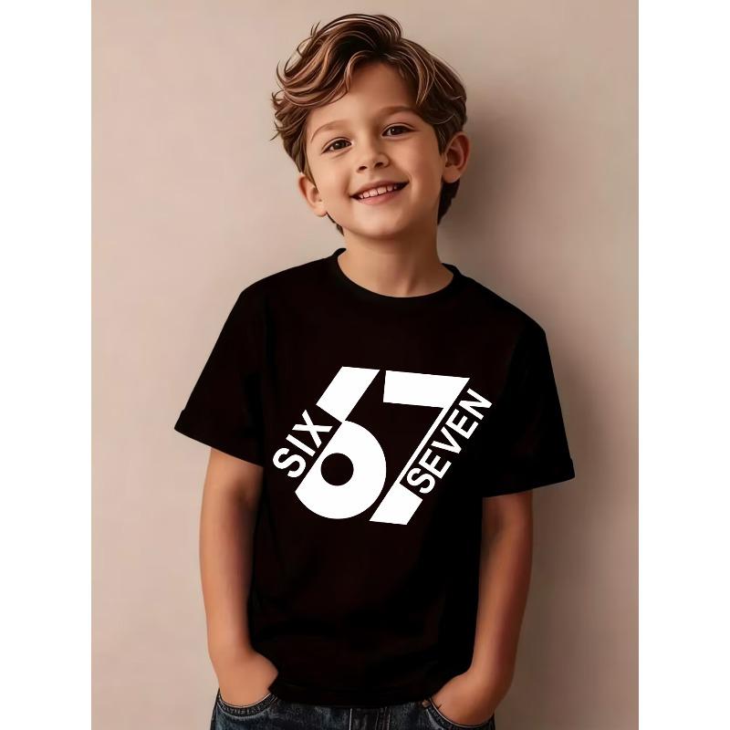 

European sizes Summer Boys Stylish Short-Sleeve T-Shirt with Cartoon Print for Outdoor Casual Wear 98cm чёрный