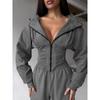 Western Style Autumn and Winter Women Clothes Solid Waist Hoodie Trousers Set Sports Casual Trousers Two-piece Set Women