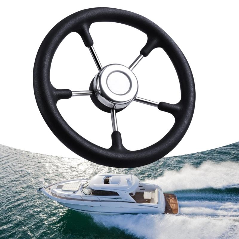 13" Diameter Stainless Steel Steering Wheel 5 Spoke Design For Recreational Boats And Professional Ships