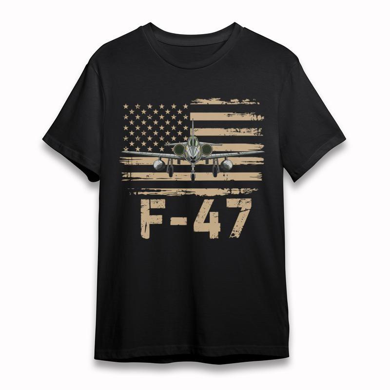 

Women s Plus Size T-Shirt Vintage American Flag F47 Fighter Aircraft Design Tee 3XL