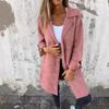 Vintage New Autumn Winter Women's Clothes Trench Casual Solid Long Sleeve Outerwears Vintage Lapel Mid Length Coats Suit Jackets