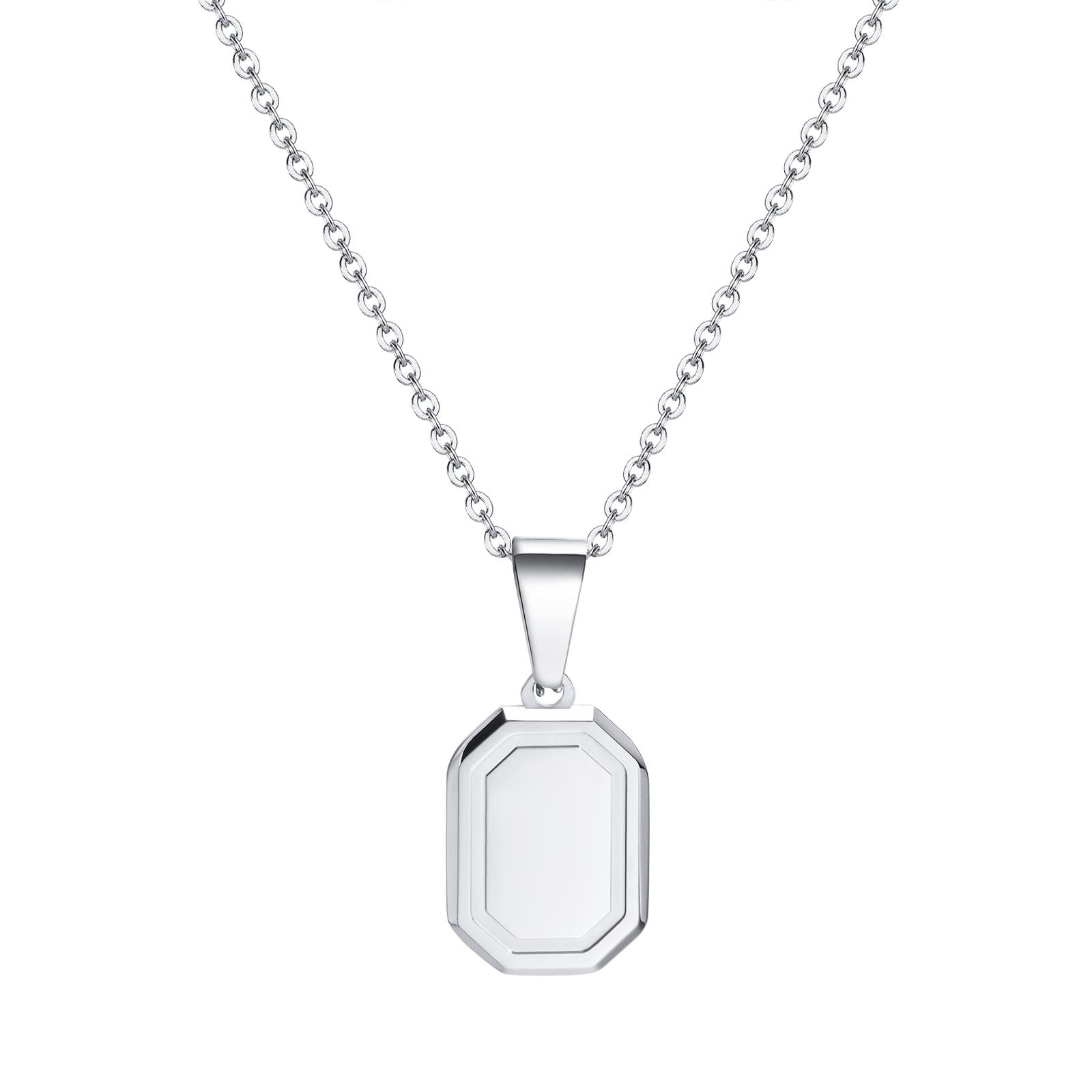 

Vnox Double Layers Stainless Steel Men Necklaces Set, Waterproof Geometric Square Pendant, Stacked Jewelry