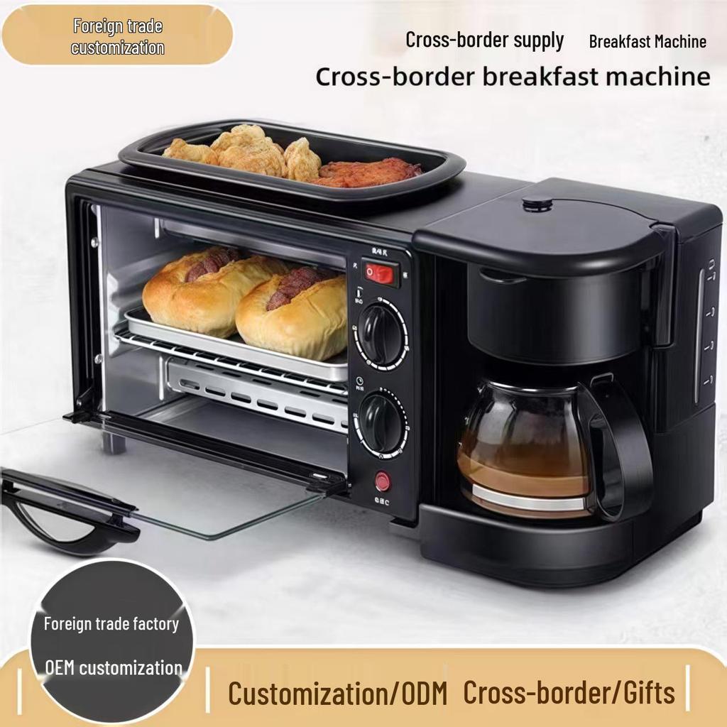 3-in-1 Breakfast Machine: Toaster, Sandwich Maker & Coffee Brewer - 110V