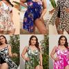 2025 European & American Sexy Backless Plus Size Slimming One-Piece Swimsuit for Women