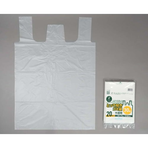 Japan Sanipack nocoo in Semi-Transparent Garbage Bags, 30L, with Handles, Easy to Tie and Carry, CO2 Reduction, 20 Bags, 50cm x 70cm, 0.022mm Thick, C
