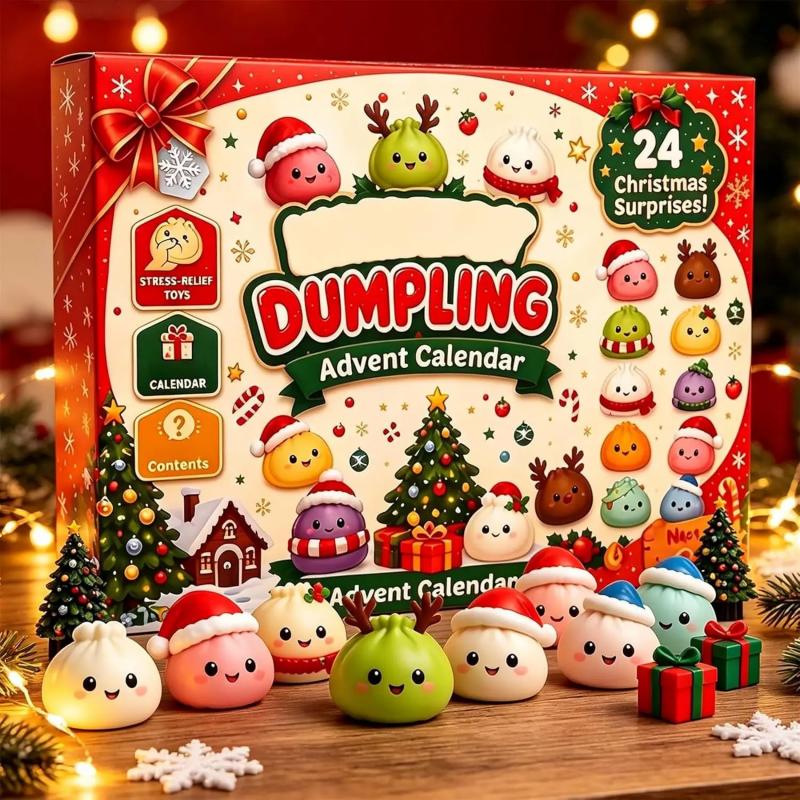 Christmas Dumpling Squishy Advent Calendar 11 Days Countdown Mystery Surprise Dumpling Anxiety Relief Slow Rising Decompression